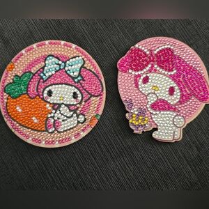 My Melody Inspired 5D Diamond Painting Coasters – Cute Kawaii Set of 2